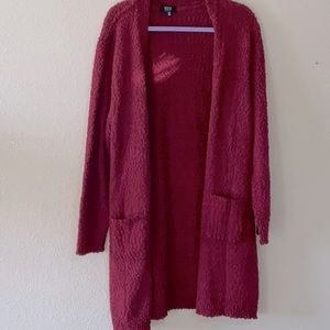 Maroon XXL modern canvas sweater cardigan with pockets